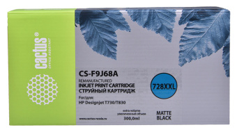 Картридж струйный Cactus CS-F9J68A 728XXL черный матовый (300мл) для HP DJ T730/T830 - купить недорого с доставкой в интернет-магазине