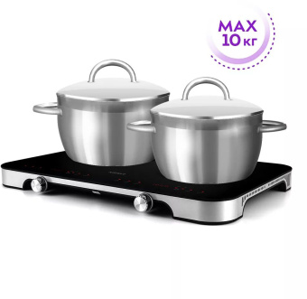 Плита Индукционная Kitfort КТ-149 черный/серебристый стеклокерамика (настольная) - купить недорого с доставкой в интернет-магазине