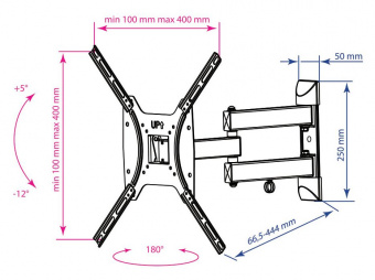 Кронштейн для телевизора Kromax DIX-24 черный 15"-55" макс.35кг настенный поворотно-выдвижной и наклонный - купить недорого с доставкой в интернет-магазине