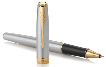 Ручка роллер Parker Sonnet Core T527 (CW1931506) Stainless Steel GT M черн. черн. подар.кор. сменный стержень 1стерж. кругл. 1цв. - купить недорого с доставкой в интернет-магазине
