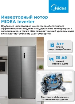 Холодильник Midea MDRS710FGE46 2-хкамерн. нержавеющая сталь инвертер - купить недорого с доставкой в интернет-магазине