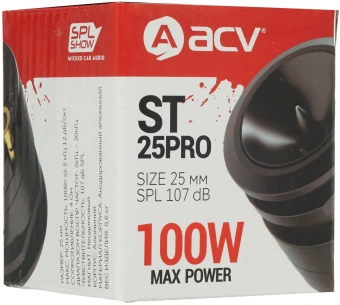 Колонки автомобильные ACV ST-25PRO SPL Show (без решетки) 100Вт 107дБ 4Ом 2.5см (1дюйм) (ком.:1кол.) твитер однополосные - купить недорого с доставкой в интернет-магазине