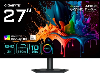 Монитор Gigabyte 27" MO27Q28G черный WOLED LED 16:9 HDMI M/M матовая HAS Piv 1500000:1 335cd 178гр/178гр 2560x1440 280Hz DP QHD USB 6кг - купить недорого с доставкой в интернет-магазине