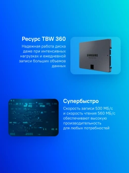 Накопитель SSD Samsung SATA-III 1TB MZ-77Q1T0BW 870 QVO 2.5" - купить недорого с доставкой в интернет-магазине