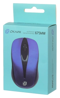 Мышь Оклик 675MW черный/синий оптическая 1200dpi беспров. USB для ноутбука 3but (1025918) - купить недорого с доставкой в интернет-магазине