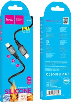 Кабель Hoco X86 iP Spear PD X86 IP USB Type-C (m)-Lightning (m) 1м черный коробка - купить недорого с доставкой в интернет-магазине