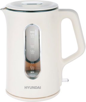 Чайник электрический Hyundai HYK-G8888 1.5л. 1700Вт кремовый/прозрачный корпус: стекло - купить недорого с доставкой в интернет-магазине