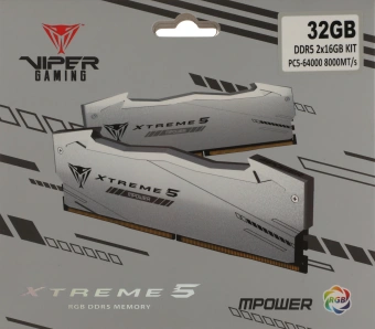 Память DDR5 2x16GB 8000MHz Patriot PVXR532G80C38KM Viper Xtreme 5 RGB RTL Gaming PC5-64000 CL38 DIMM 288-pin 1.45В с радиатором Ret - купить недорого с доставкой в интернет-магазине