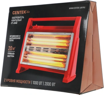 Обогреватель кварцевый Centek CT-6140 2000Вт красный/серый - купить недорого с доставкой в интернет-магазине