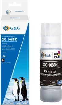 Чернила G&G GG-108BK C13T09C14A черный70мл для Epson Ecotank L8050/L18050 - купить недорого с доставкой в интернет-магазине