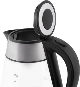 Чайник электрический Vitek VT-7037 1.7л. 2200Вт прозрачный/черный корпус: стекло/металл/пластик - купить недорого с доставкой в интернет-магазине
