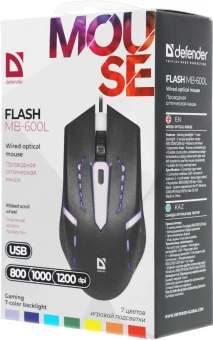 Мышь Defender Flash MB-600L черный оптическая 1200dpi USB 3but (52600) - купить недорого с доставкой в интернет-магазине