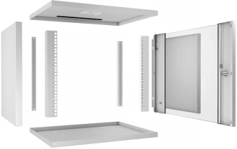 Шкаф коммутационный Cabeus (WSC-05D-9U55/45) настенный 9U 550x450мм пер.дв.стекл 30кг серый IP20 сталь - купить недорого с доставкой в интернет-магазине