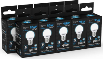 Лампа светодиодная Gauss 105102310 9.5Вт цок.:E27 шар 220B св.свеч.бел.хол. (упак.:10шт) - купить недорого с доставкой в интернет-магазине