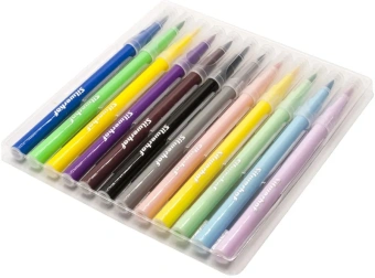 Фломастеры Silwerhof Create 10мм 169мм кисть Вентилируемый 12цв. пакет с европодвесом - купить недорого с доставкой в интернет-магазине