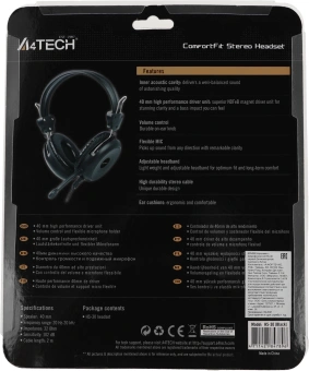 Наушники с микрофоном A4Tech HS-30 черный 2м мониторные оголовье - купить недорого с доставкой в интернет-магазине