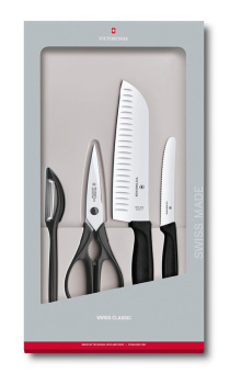 Набор ножей кухон. Victorinox Swiss Classic Kitchen Set, 4 pieces 6.7133.4G (6.7133.4G) компл.:4предм. черный подар.коробка - купить недорого с доставкой в интернет-магазине
