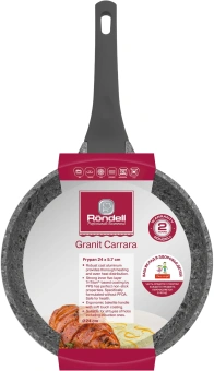 Сковорода Rondell Granit Carrara RDA-1844 круглая 24см покрытие: Quantum2 ручка несъемная (без крышки) серый - купить недорого с доставкой в интернет-магазине