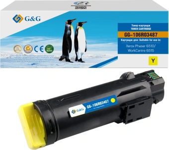 Картридж лазерный G&G GG-106R03487 106R03479/106R03487 желтый (2400стр.) для Xerox Phaser 6510DN/WC 6515DN - купить недорого с доставкой в интернет-магазине