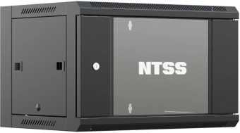 Шкаф коммутационный NTSS (NTSS-W9U6060GS-BL) настенный 9U 570x600мм пер.дв.стекл 60кг черный 500мм 22кг 220град. 500мм IP20 сталь - купить недорого с доставкой в интернет-магазине