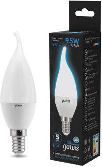 Лампа светодиодная Gauss 104101310 9.5Вт цок.:E14 свеча 220B 6500K св.свеч.бел.хол. (упак.:10шт) - купить недорого с доставкой в интернет-магазине