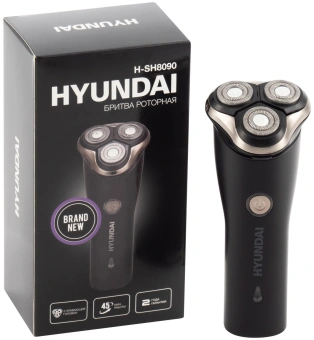 Бритва роторная Hyundai H-SH8090 реж.эл.:3 питан.:аккум. черный/золотистый - купить недорого с доставкой в интернет-магазине