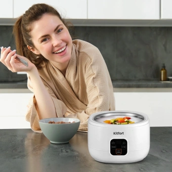 Йогуртница Kitfort КТ-6082 15Вт 1б. 1000мл упр.:электрон. белый - купить недорого с доставкой в интернет-магазине