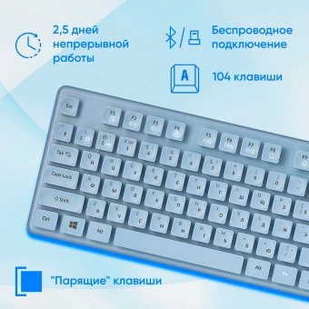 Клавиатура + мышь Оклик S265W клав:голубой мышь:голубой USB беспроводная Bluetooth/Радио Multimedia (1938927) - купить недорого с доставкой в интернет-магазине