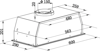 Вытяжка встраиваемая Weissgauff Dubhe 600 Touch черный управление: кнопочное (1 мотор) - купить недорого с доставкой в интернет-магазине