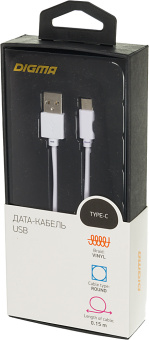 Кабель Digma TYPE-C-0.15M-WH USB (m)-USB Type-C (m) 0.15м белый - купить недорого с доставкой в интернет-магазине