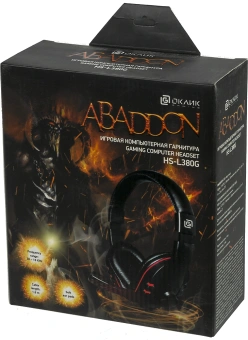 Наушники с микрофоном Оклик HS-L380G ABADDON черный/красный 1.8м мониторные оголовье (1100404) - купить недорого с доставкой в интернет-магазине