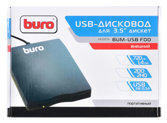 Дисковод USB 3.5" Buro BUM-USB FDD 1.44Mb внешний черный - купить недорого с доставкой в интернет-магазине