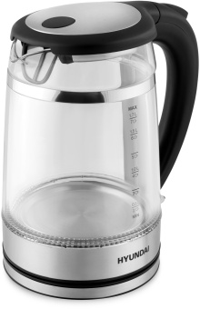 Чайник электрический Hyundai HYK-G3036 1.7л. 2200Вт черный/прозрачный корпус: стекло/пластик - купить недорого с доставкой в интернет-магазине