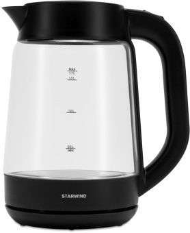 Чайник электрический Starwind SKG4030 1.7л. 2200Вт черный корпус: стекло/пластик - купить недорого с доставкой в интернет-магазине