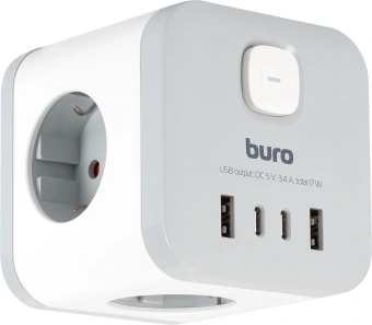 Сетевой разветвитель Buro BU-PW3UC-W (3 розетки) белый (коробка) - купить недорого с доставкой в интернет-магазине