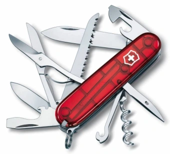 Нож перочинный Victorinox Huntsman (1.3713.T) 91мм 15функц. красный полупрозрачный карт.коробка - купить недорого с доставкой в интернет-магазине