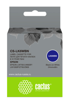 Картридж ленточный Cactus CS-LK6WBN LK-6WBN черный на белом 24x9 для Epson LW700/LW600P/LW1000P/Z700/Z900 - купить недорого с доставкой в интернет-магазине