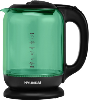 Чайник электрический Hyundai HYK-G2807 1.7л. 2200Вт бирюзовый/черный (корпус: стекло) - купить недорого с доставкой в интернет-магазине