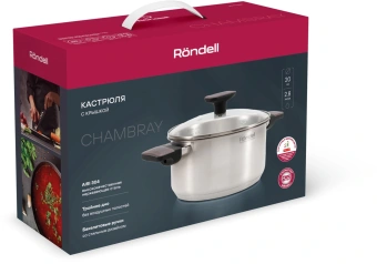 Кастрюля Rondell Chambray RDS-1955 2.8л. d=20см (с крышкой) стальной - купить недорого с доставкой в интернет-магазине