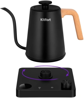 Чайник электрический Kitfort КТ-6726 1л. 1200Вт черный/дерево корпус: нерж.сталь/пластик - купить недорого с доставкой в интернет-магазине