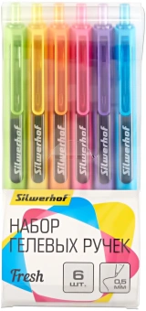 Набор ручек гелев. автоматическая Silwerhof NG Fresh d=0.5мм син. черн. блистер ев. (6шт) сменный стержень - купить недорого с доставкой в интернет-магазине