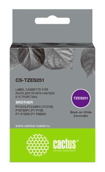 Картридж ленточный Cactus CS-TZES251 TZe-S251 черный на белом 24x8 черный для Brother 1010/1280/1280VP/2700VP - купить недорого с доставкой в интернет-магазине
