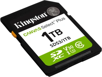 Флеш карта SDXC 1TB Kingston SDS3/1TB Canvas Select Plus V30 w/o adapter - купить недорого с доставкой в интернет-магазине