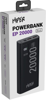 Мобильный аккумулятор Hiper EP 20000 20000mAh 3A QC PD 2xUSB черный (EP 20000 BLACK) - купить недорого с доставкой в интернет-магазине