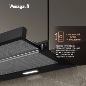 Вытяжка встраиваемая Weissgauff TEL 600 Glass черный управление: кулисные переключатели (1 мотор) - купить недорого с доставкой в интернет-магазине
