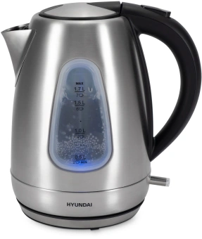Чайник электрический Hyundai HYK-S7407 1.7л. 2200Вт серебристый матовый/черный корпус: металл - купить недорого с доставкой в интернет-магазине