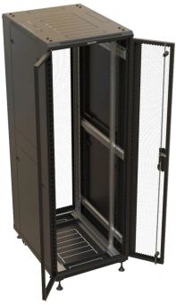 Шкаф серверный Hyperline (TTBR-3761-DD-RAL9004) напольный 37U 600x1000мм пер.дв.перфор.2ств. задн.дв.перфор.2-хст. направл.под закл.гайки 1000кг черный 910мм 1833мм IP20 сталь - купить недорого с доставкой в интернет-магазине
