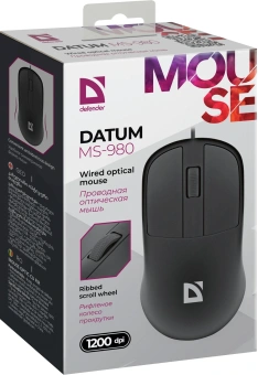 Мышь Defender Datum MS-980 черный оптическая 1200dpi USB для ноутбука 2but (52981) - купить недорого с доставкой в интернет-магазине
