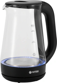 Чайник электрический Vitek VT-8803 1.7л. 2200Вт черный корпус: стекло - купить недорого с доставкой в интернет-магазине