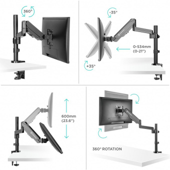 Кронштейн для мониторов Onkron G70 черный 13"-34" макс.8кг настольный поворот и наклон верт.перемещ. - купить недорого с доставкой в интернет-магазине